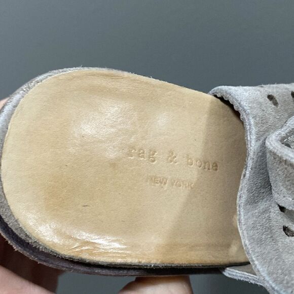 Rag & Bone Wyatt Taupe Perforated Open Toe Booties Size 39 US 9 - Picture 13 of 16